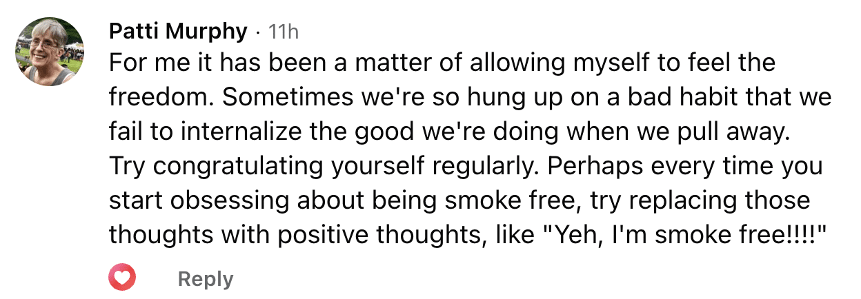 CBQ Nicotine Freedom Program member Patti Murphy quit smoking CBQ Method