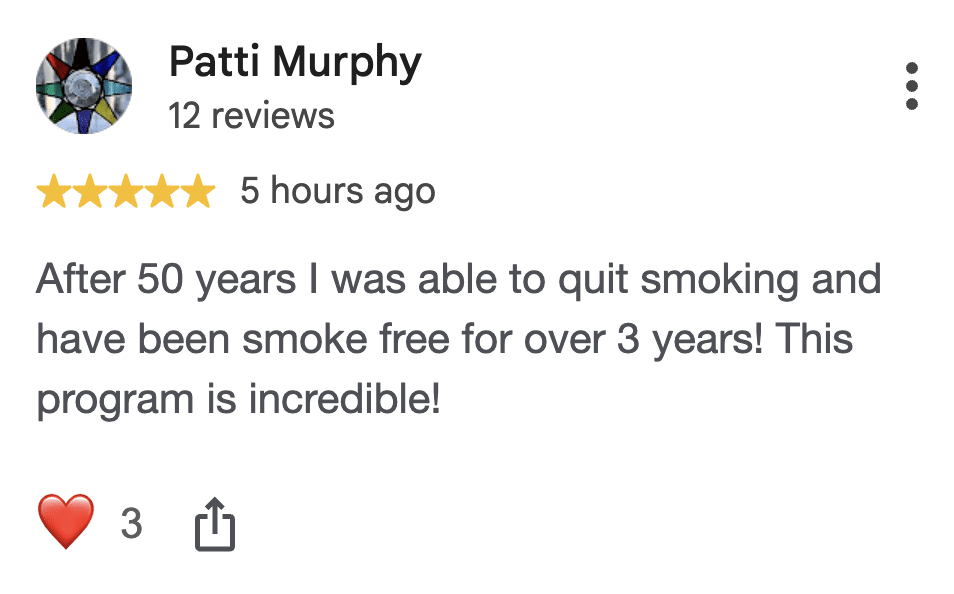 CBQ Nicotine Freedom Program member Patti Murphy left a Google Review