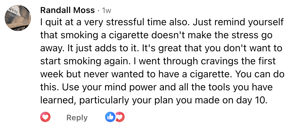 CBQ Nicotine Freedom Program member Randall Moss quit smoking tip